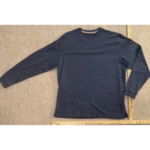 Left Coast Tee Shirt, Mens L, Navy, Crew Neck, Long Sleeve, Pima Cotton, Casual